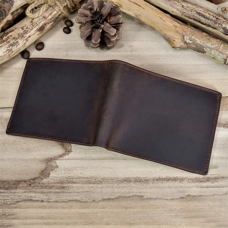 Newsbirds men wallet genuine leather soft short purse crazy horse leather male wallets vintage card holders for men hot