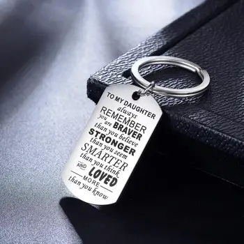 

Fashion keychain Engraved To MY Daughter Stainless Steel key Holder Gifts For Daughter Keyring Jewelry