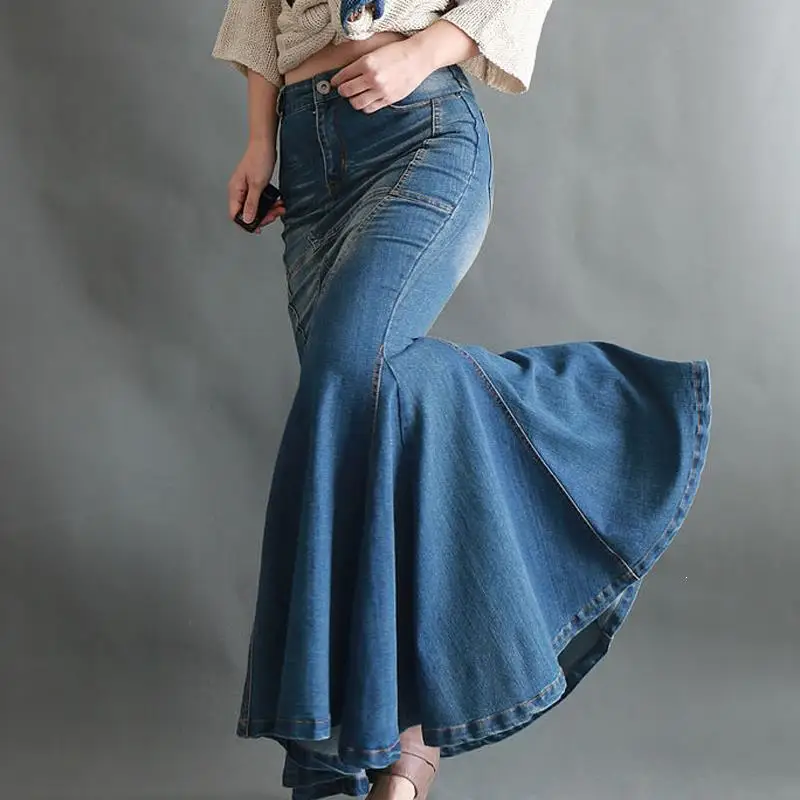 floor length jean skirts