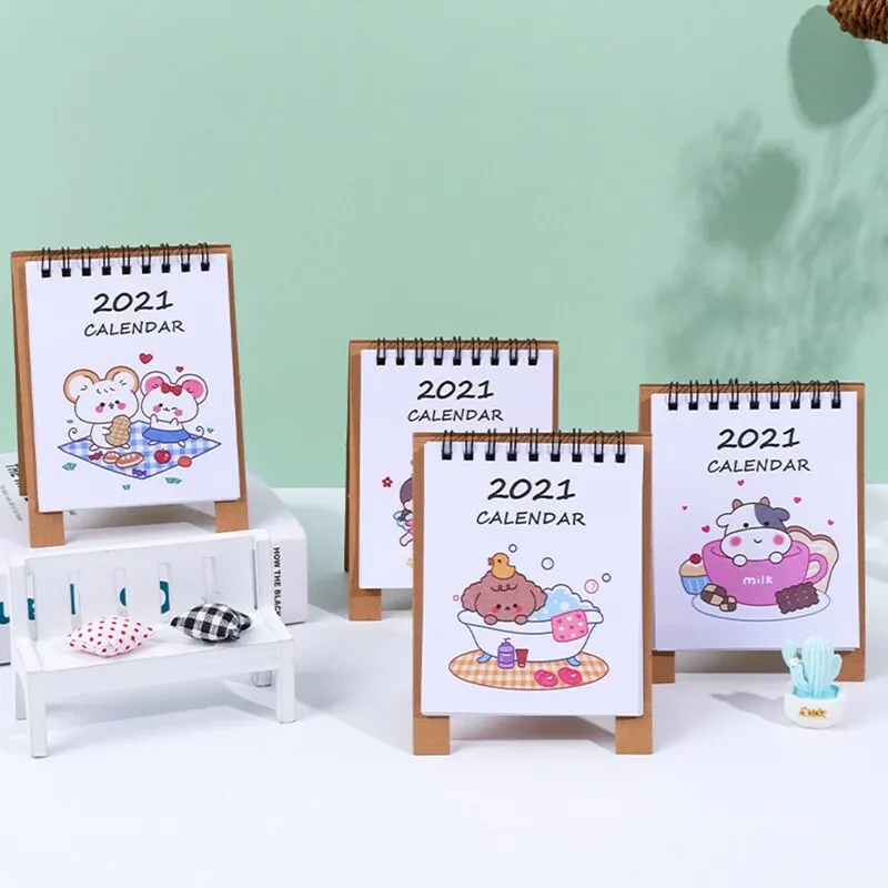 2021 Cartoon Mini Desk Calendar Simple Desktop Daily Calendar Memo ...