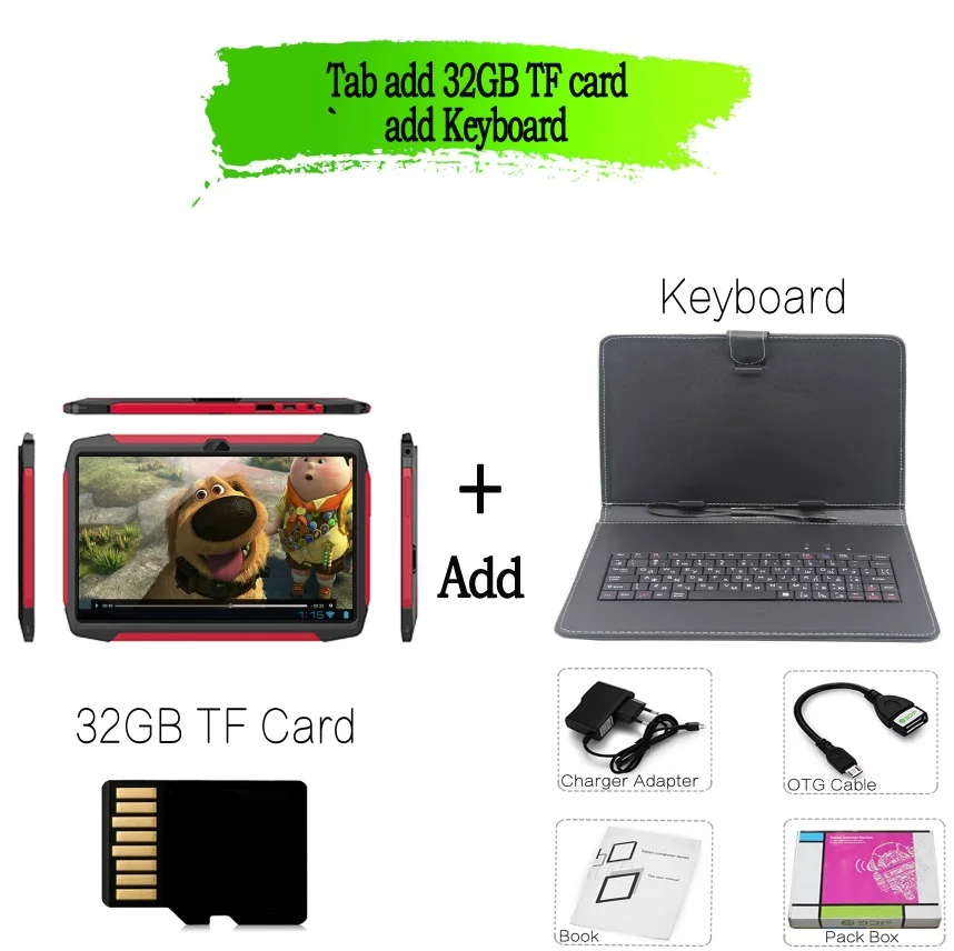 Tab keyboard 32GB 7 дюймов Android 8,0 Tablet Pc 4 ядра 1 Гб+ 16 Гб Wi-Fi Bluetooth Планшеты ПК Google Интернет-магазин Google Рынок планшет сильный Планшеты - Комплект: Tab keyboard 32GB