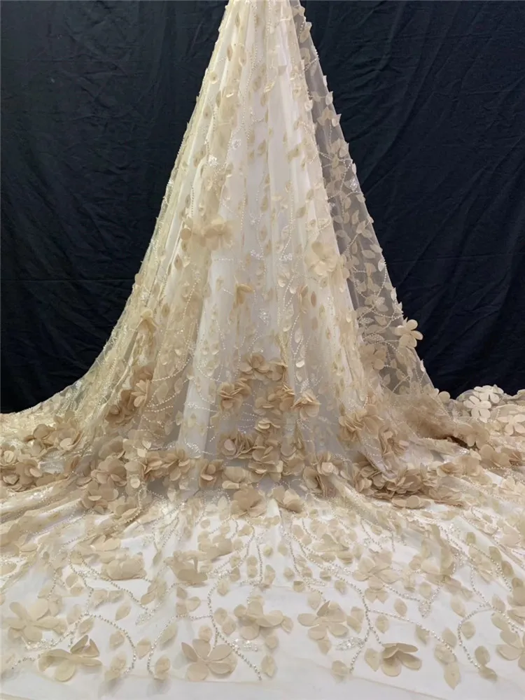 

Net 3D Lace Fabric African Lace Fabric High Quality Lace with sequins Lace Latest Nigerian Lace Fabrics for Wedding jh1-1532