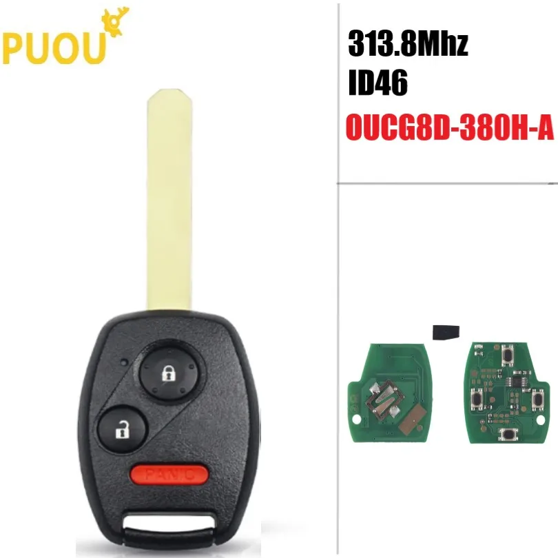 2 + 1 3 кнопки дистанционного ключа Fob 313 8 МГц ID46 чип для Honda Accord Civic 2003 2004 2005 2006 2007