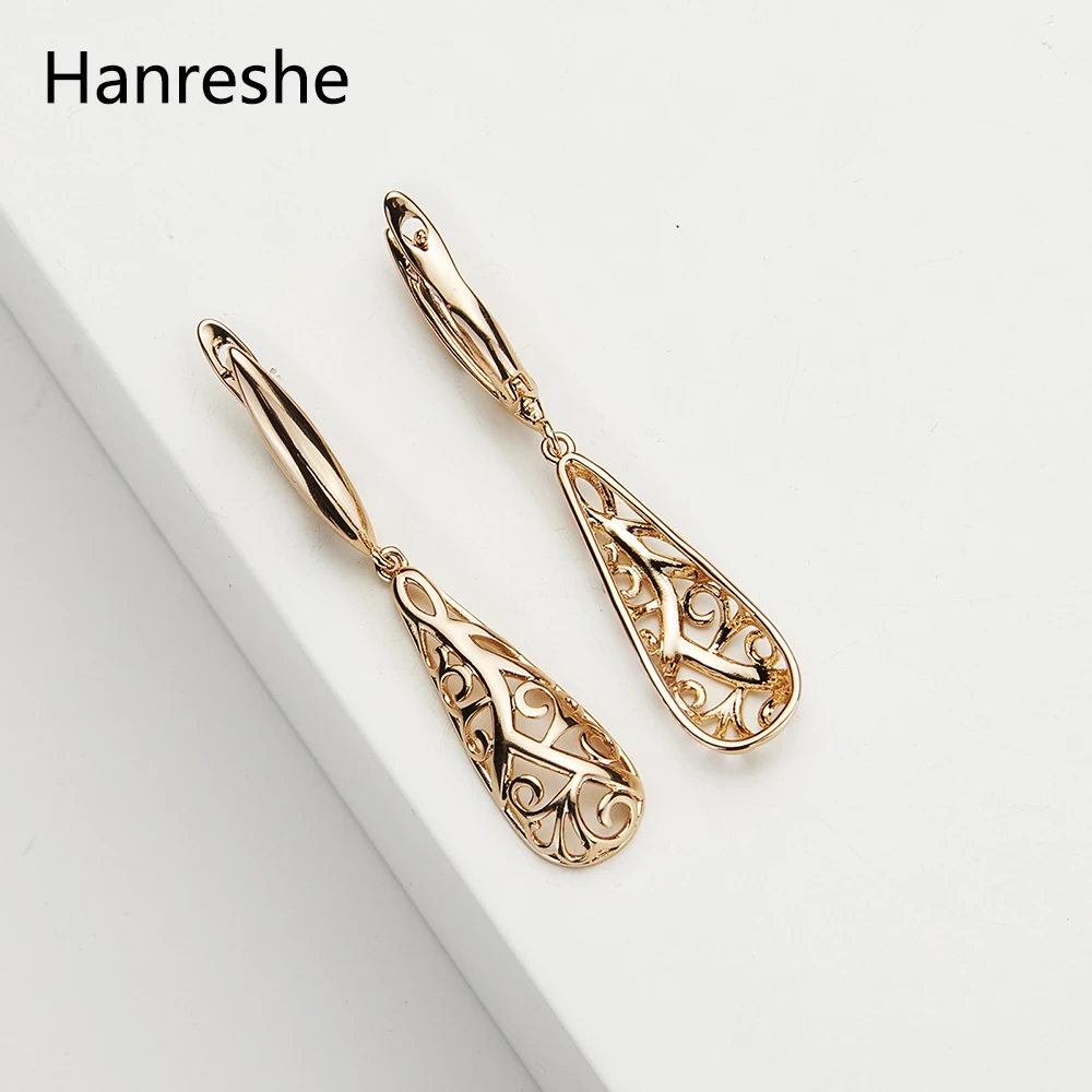 Hanreshe-로맨틱 드롭 작은 귀걸이, 클래식 주얼리 파티 스테이트먼트 골드 컬러 섬세한 라운드 워터 드롭 여성 선물
