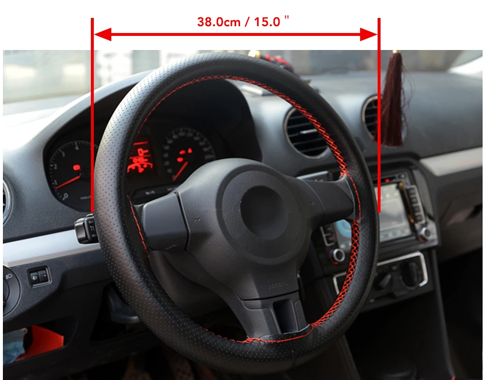 Чехол рулевого колеса автомобиля 38 см кожаная ручная строчка для Chevrolet Cruze Aveo Lacetti