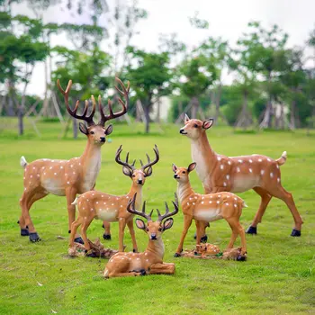 

Deer Ornaments Courtyard Garden Lawn Figurines Decoration Outdoor Park Villa Furnishing Crafts Pastoral Simulation Animal Resin