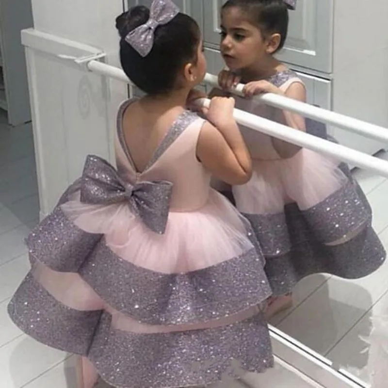 

Lovely Flower Girl Dresses 2020 Scoop Ball Gown Big Bow Little Pageant Girls First Communion Gowns