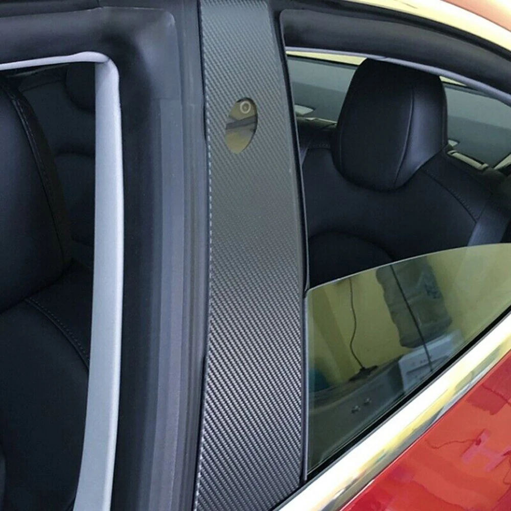 

Carbon Fiber Sticker Door Window Pillars Post Cover For Tesla Model 3 2017-2019