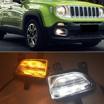 

CSCSNL 1 Pair LED DRL Daytime Running Light Daylight yellow Signal lamp car-Styling For Jeep renegade 2015 2016 2017 2018