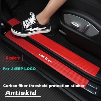 

4PCS Car Styling Carbon Fiber Door Sill Protector Stickers For Chrysler JEEP Grand Cherokee Wrangler Compa protection Sticker