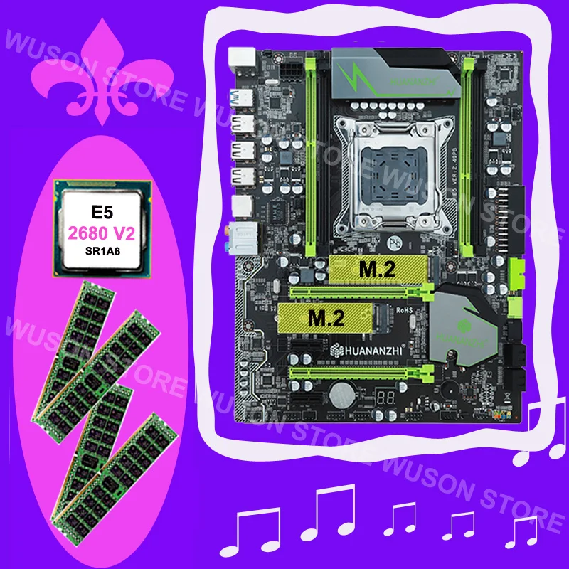 Best Price Discount motherboard HUANAN ZHI X79 motherboard with M.2 slot CPU Xeon E5 2680 V2 2.8GHz SR1A6 RAM 64G(4*16G) DDR3 1600MHz RECC