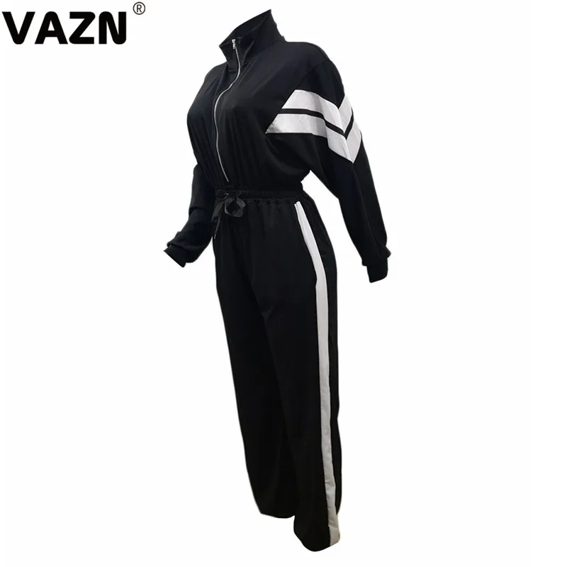 VAZN, BN-029, шикарный, новинка, Осенний сексуальный женский черный комбинезон, длинный рукав, на молнии, сплошной комбинезон, Женский Длинный комбинезон, классный комбинезон