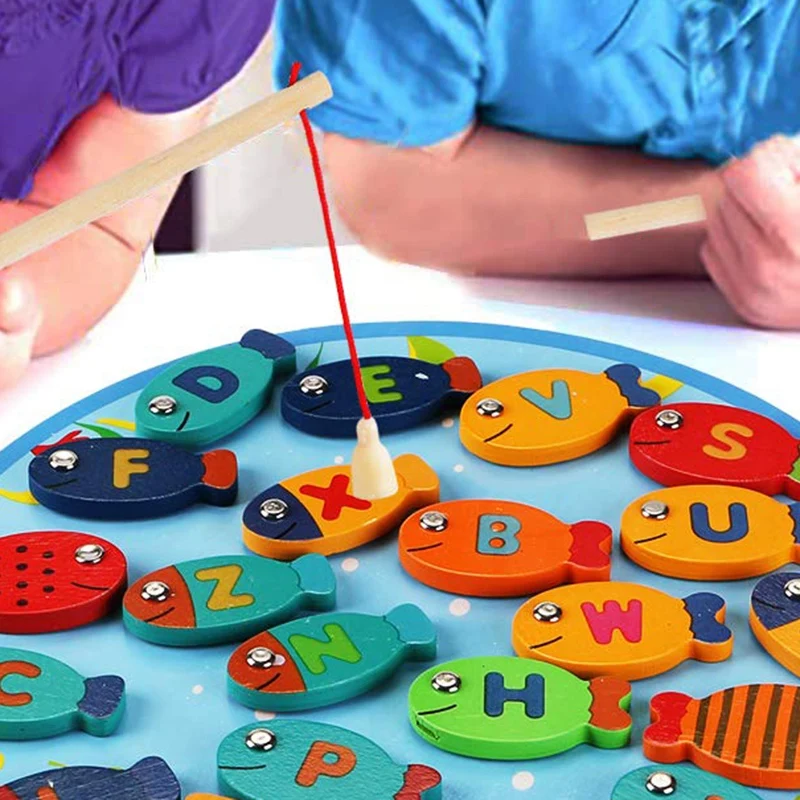 Netic деревянная рыболовная игра игрушка для алфавита рыбы ловли счетные