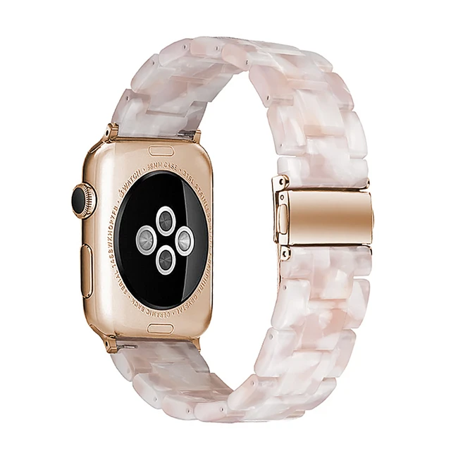 Resin strap for apple watch band 7 44mm 40mm 42mm 38mm 41 45mm correa transparent Loop watchband for iwatch 7 6 se series 5 4 3 Powder flower