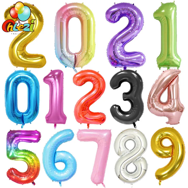 Birthday-Balloons Figures Globos Helium-Number Shower Wedding-Party-Decorations Large