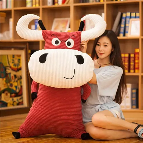 Fancytrader 47'' Pop Anime Ox Plush Toy Giant Soft Stuffed Cow Cattle Hugging Pillow Birthday Gift Home Deco 120cm 2 Colors (6)