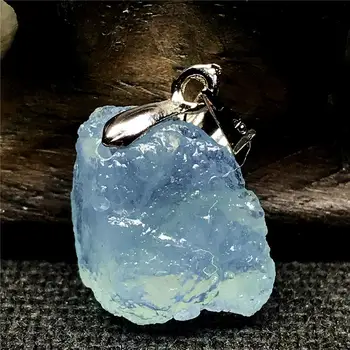 

Genuine Natural Blue Clear Aquamarine Stone Pendant For Woman Man Crystal 16x11x8mm Beads Silver Gemstone Fashion Jewelry AAAAA