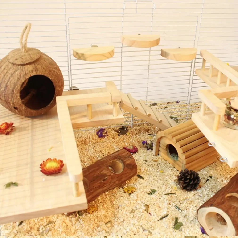 2021Non-toxic And Harmless Hamster Solid Wood Tube Tree Tube Natural Wood Animal Tunnel Sports Tube Children's Chewing Toy