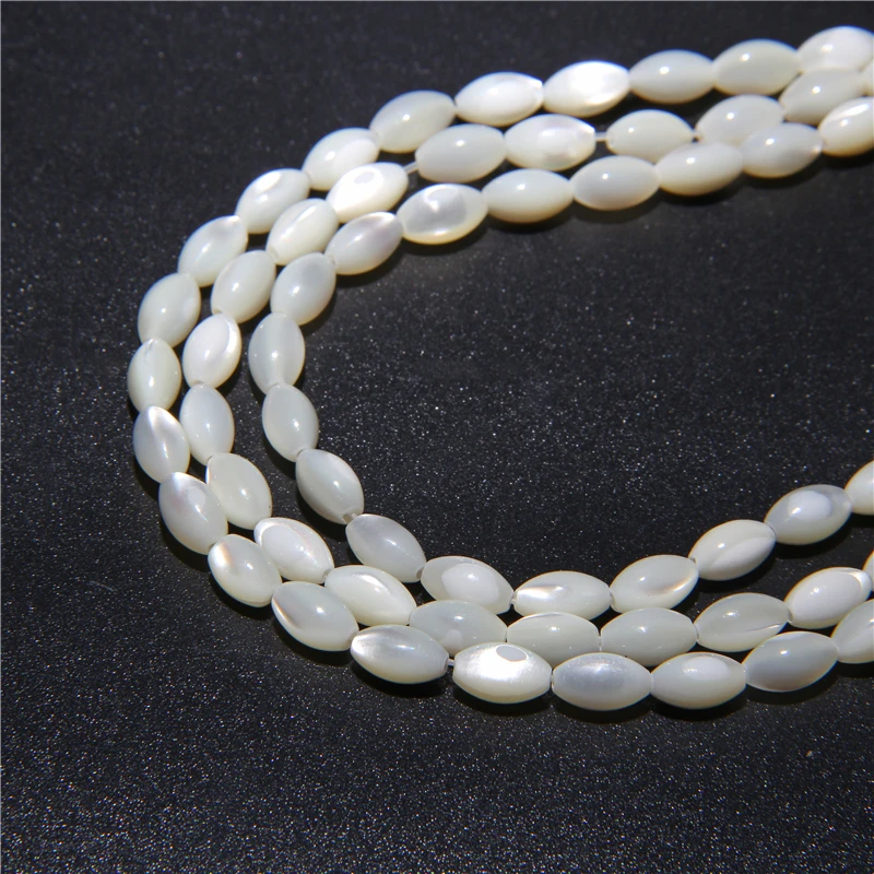 Белые овальные натуральные жемчужные бусины в форме ракушек 6*14 мм капли риса для