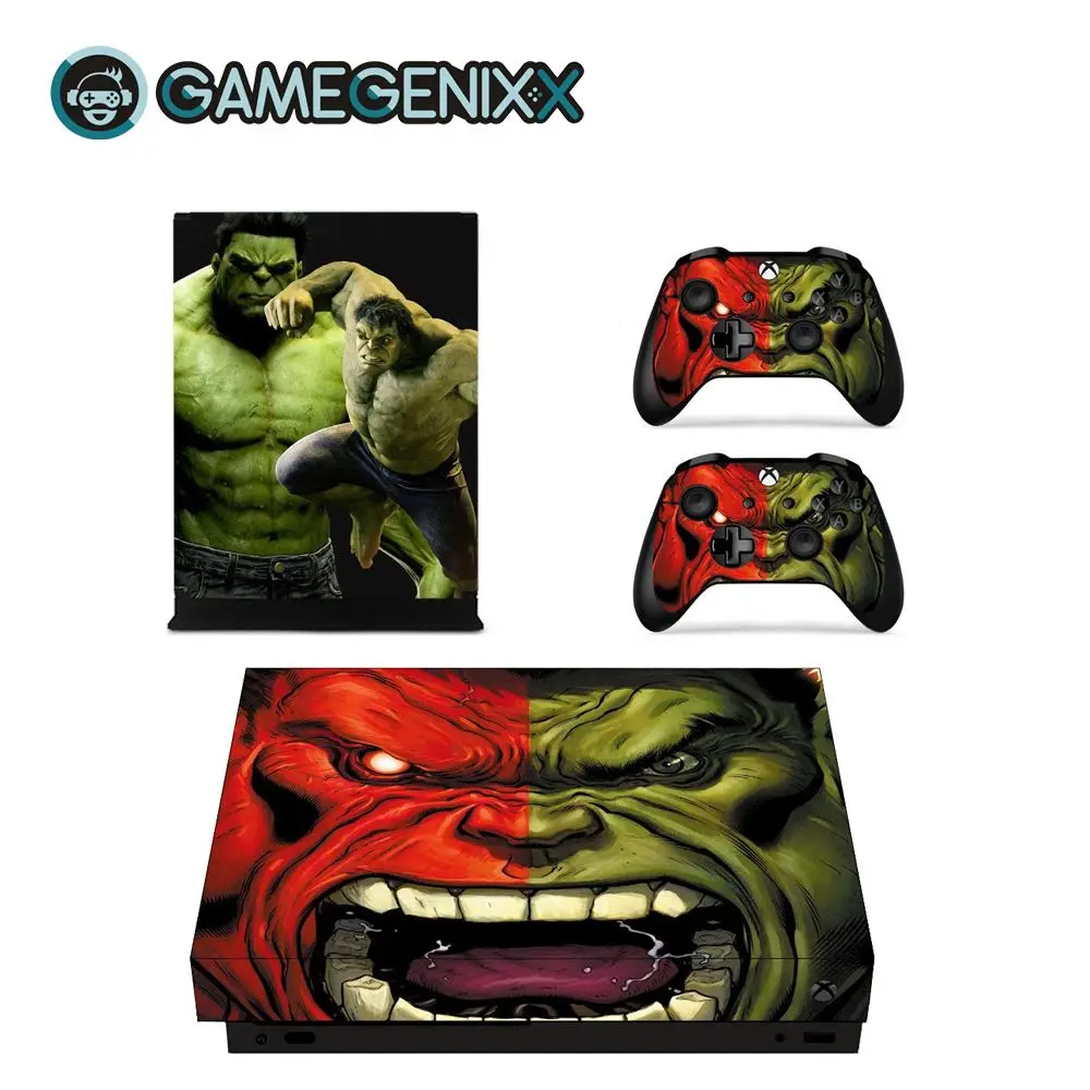 GAMEGENIXX виток винилопласта с наклейкой для консоли Xbox One X и 2 контроллера-Зеленый Халк
