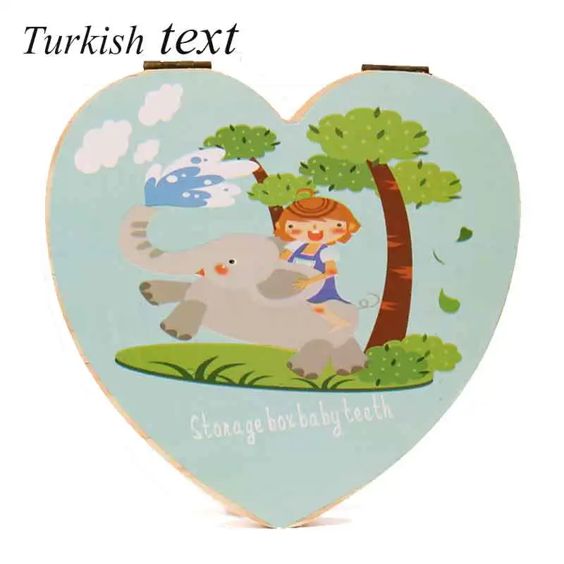 Turkish B Турецкая/английская детская деревянная коробка для зубов, органайзер для хранения молочных зубов, для хранения зубов, для мальчиков и девочек, сувенир - Цвет: Turkish B