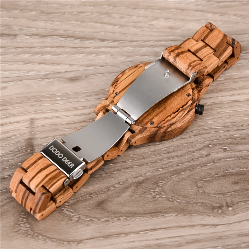  DODO DEER Wood Watch Men Fashion Date Display Wooden Timepieces Chronograph Military Quartz Watches