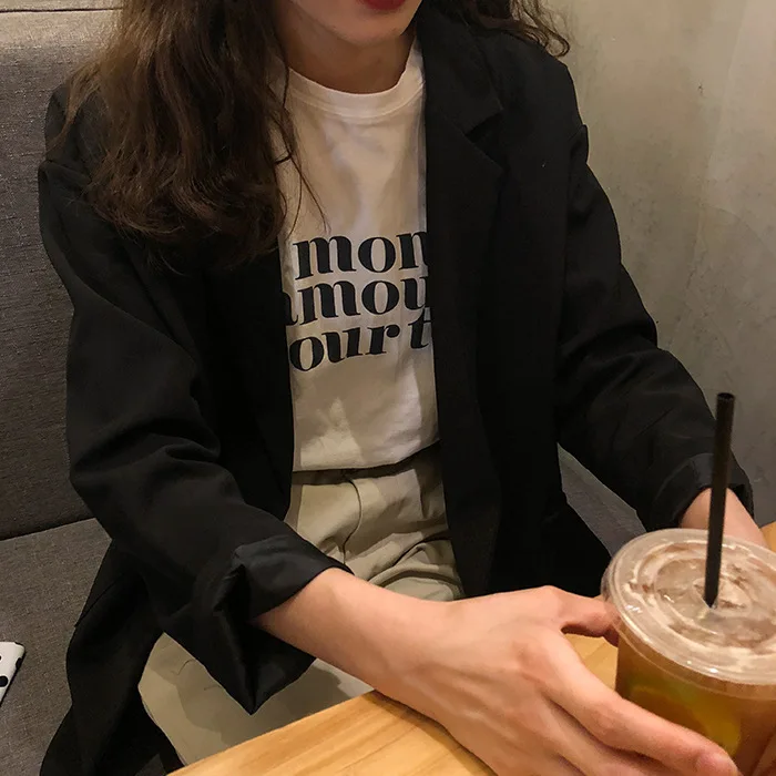 

Autumn And Winter New Style 2018 Europe And America British Style Loose-Fit Suit Women's Solid Color Versatile Elegant Suit Coll