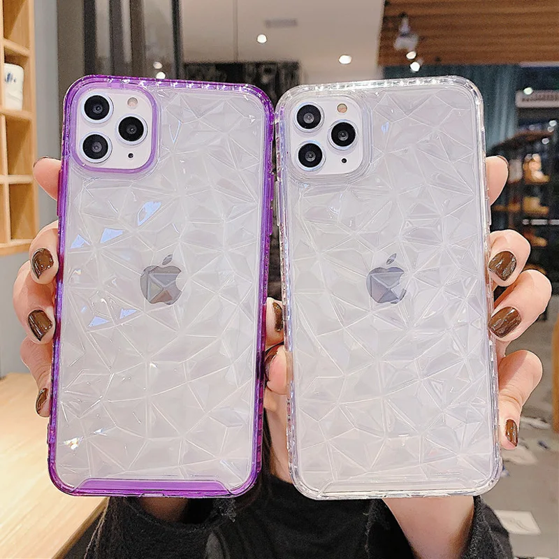 Moskado Transparent Diamond Texture Case For iPhone 11 Pro X XR XS Max
7 8 Plus Clear Candy Color Soft TPU Silicone Back Cover