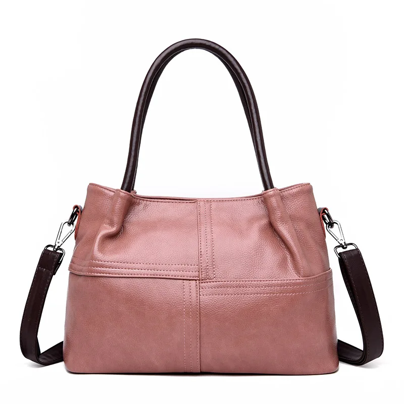 Rodful, роскошная женская сумка на плечо, женская сумка из натуральной кожи, женские сумки, черный, розовый, большая Повседневная сумка, женская сумка - Цвет: pink