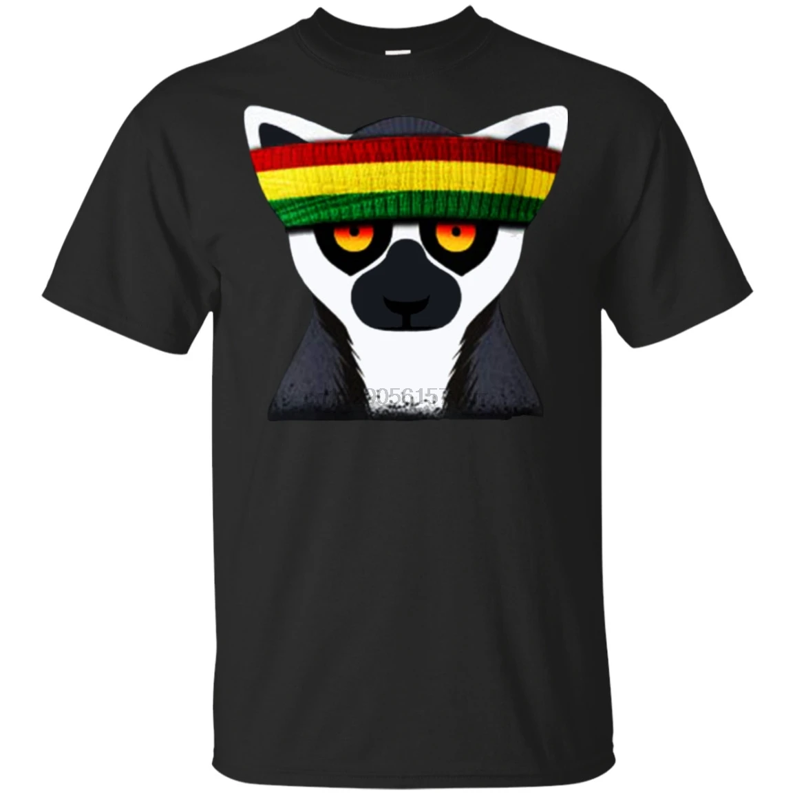 Мужская/Женская музыкальная футболка Ring Tailed Lemur Reggae черного цвета темно-синего |