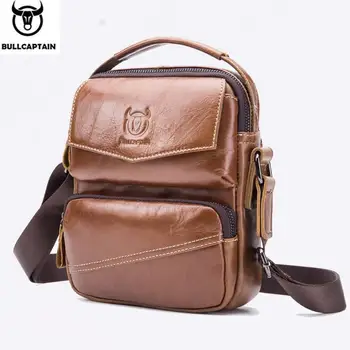 

BULLCAPTAIN 2019 Brand Leather Men Bag Casual Business Leather Mens Shoulder Messenger Bag Vintage Men's Crossbody Bag Male Bag