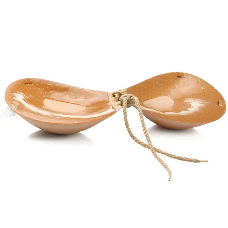 Women Strapless Adhesive Sticky Bra Backless Invisible Breast Pad Lingerie Drawstring Push Up Underwear Nipple Covers With Strap
