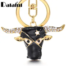 Llaveros – porte-clés en forme de tête de vache, créatif, en cristal de vache, breloque étoile, pendentif, cadeau en strass, K402