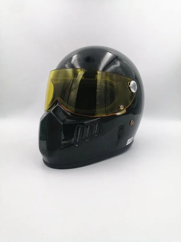 TT& CO ретро мотоцикл электромобиль полный шлем стекло стальной материал шлем - Цвет: Gloss black 4