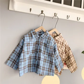 

2020 Spring Casual Children Plaid Shirts Fashion Girls Blouses Baby Long Sleeve T Shirt Tops Baby Boy Clothes 1-6T