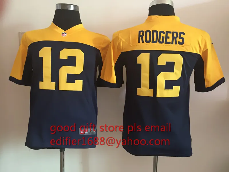 Stitiched, Green Bay s, Aaron Rodgers, eddie lacy, Randall Cobb, Ha Clinton-Dix, Clay Matthews, Brett Favre для молодежи, детский трикотаж - Цвет: Оранжевый
