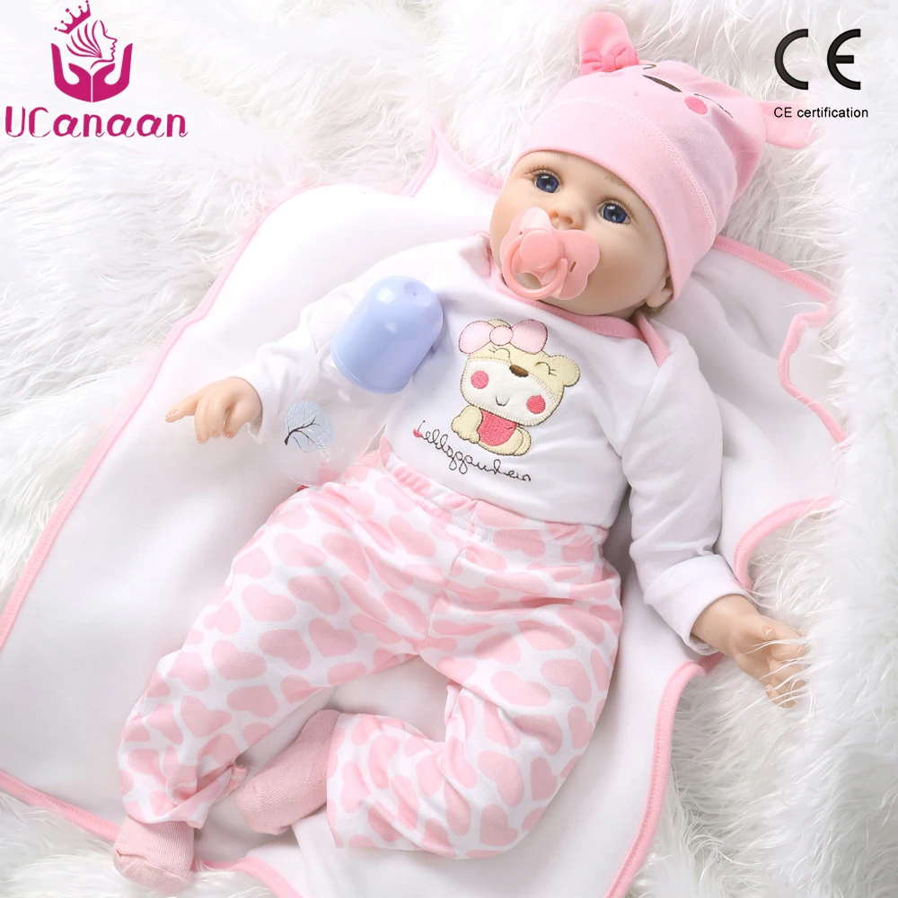 

UCanaan 55cm Realistic Reborn Baby Doll Soft Silicone Stuffed Lifelike Baby Doll Toy Ethnic Doll For Kids Birthday Xmas Gifts