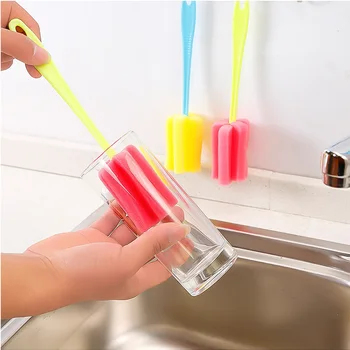 

1pcs Kitchen Cleaning Tool Sponge Brush For Wineglass Bottle Coffe Tea Glass Cup Color Random