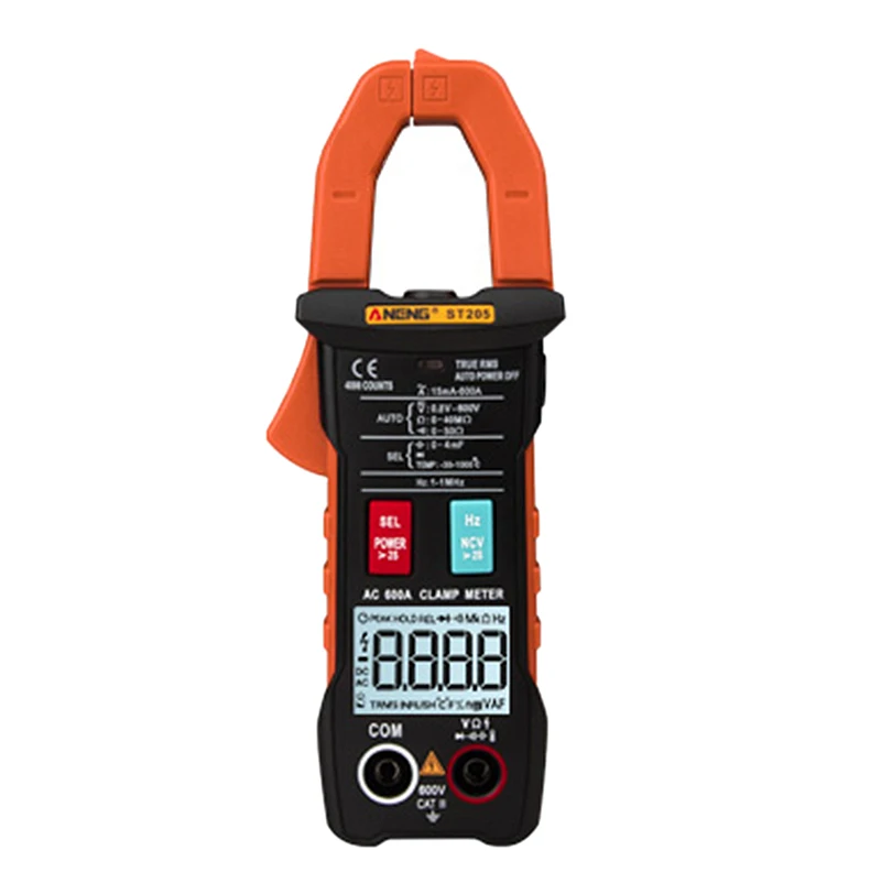 Orange ANENG ST205 цифровой клещи аналоговый мультиметр токовые клещи DC/AC Интеллектуальный автоматический измеритель диапазона с тестером температуры - Color: Orange