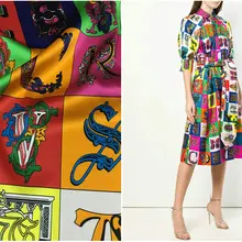 Шелковая атласная ткань бренд письмо цвет печати Ткань 19 мм тяжелый эластичный шелк атласное платье для модная одежда ткань