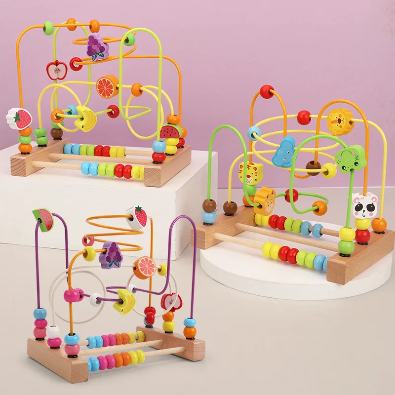 Crianças brinquedos montessori brinquedos de madeira labirinto círculos em torno de contas ábaco matemática brinquedos enigma aprendizagem precoce brinquedos educativos para crianças
