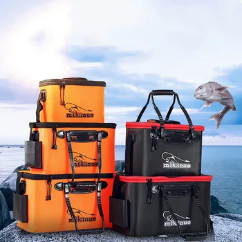 

Outdoor Fishing Bucket Portable Folding Wearresistant Fishing Bucket EVA Bucket Thickened Fish Tank Oxygen Pump Fishing Gear Box