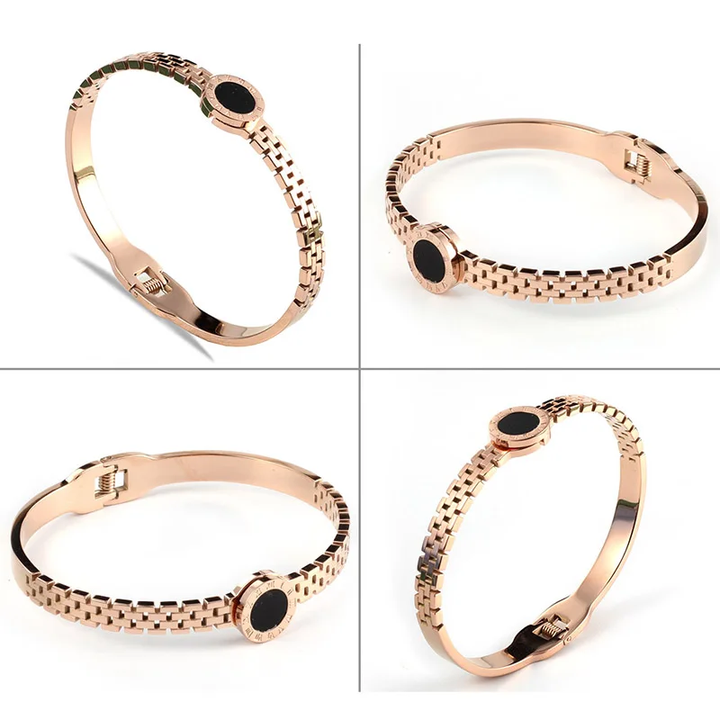 URSJEWELRY розовый золотой браслет на запястье браслеты для женщин сделаны из нержавеющей стали 316L гипоаллергенные римские ювелирные изделия с цифрами