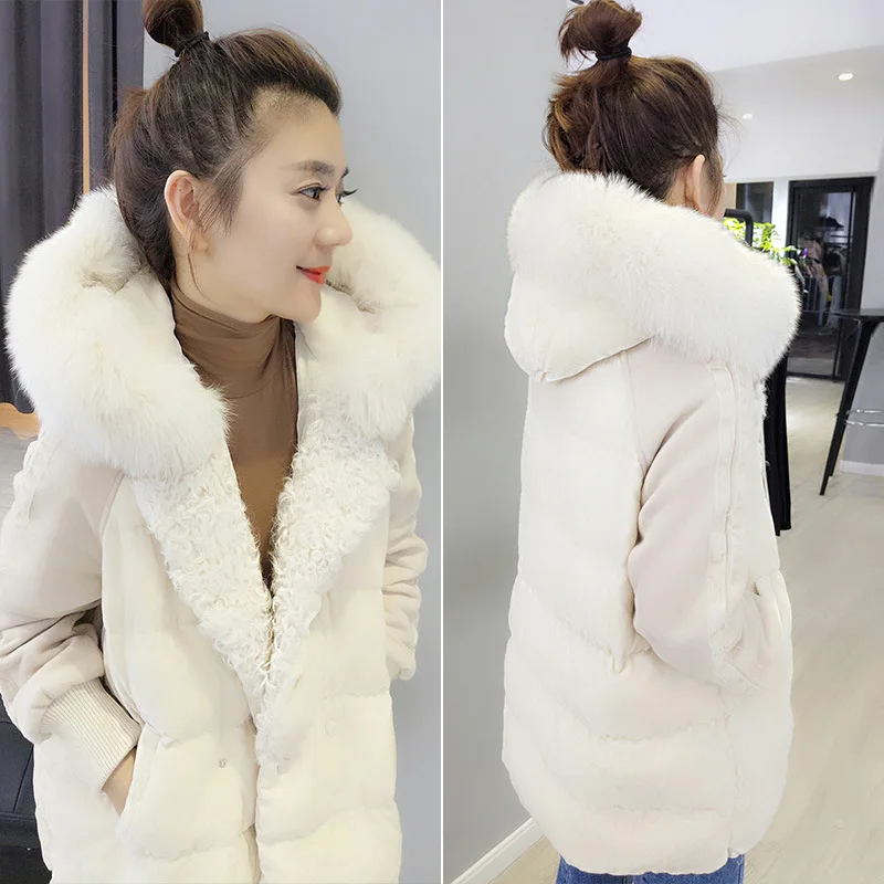 BOBOWALTZ Ozhouzhan WOMEN'S Dress Winter New Style Elegant Mid-length Korean-style Hooded Fur Collar down Jacket