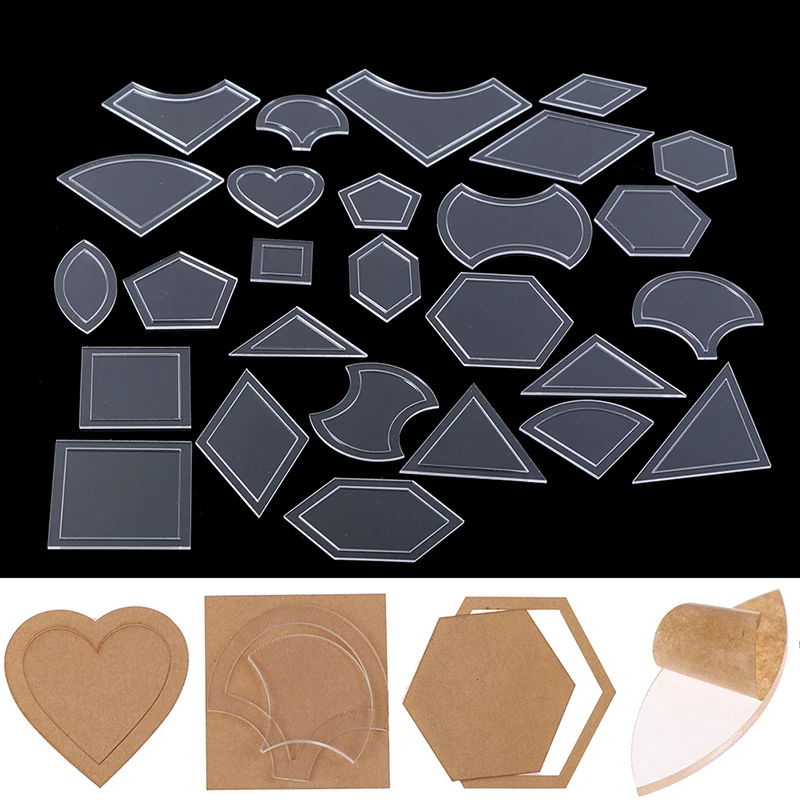 Sewing template 54pcs/set transparent acrylic quilting templates sewing stencils craft patchwork ruler handmade DIY sewing styling tool