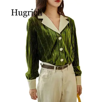 

2020 Welour Tops Ladies Fashion Casual Spring New Women Notched Full-sleeved Loose Shirts Trend Spring Retro Women Blouse