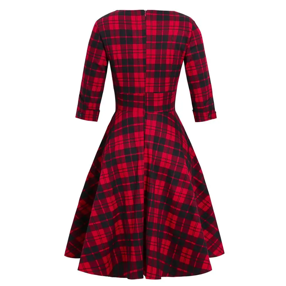 ladies red tartan dress