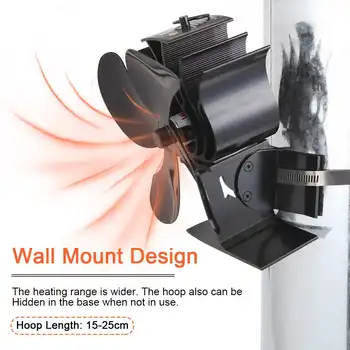 

Efficient Pipe Mounted Black Fireplace 4 Blades Heat Powered Stove Fan Log Wood Burner Ecofan Quiet Home Heat Distribute