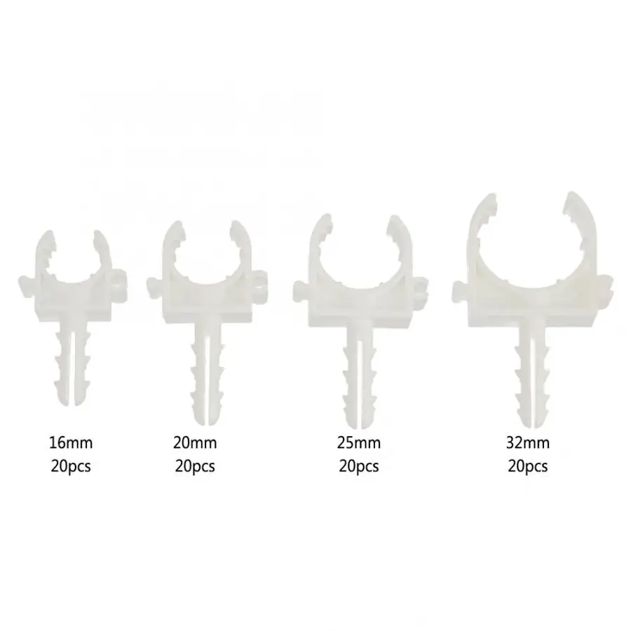 Plastic Pipe Clamp 20pcs U Shaped Pipe Tube Clamp Water Pipe Fixed Clips Support Holder with Screw