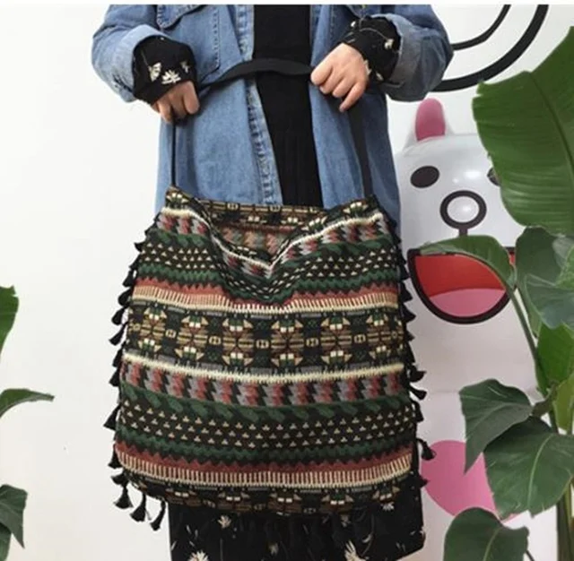 New Vintage Bohemian Fringe Shoulder Bag Women Tassel Boho Hippie Gypsy Fringed Women's Handbags Open Bags 4